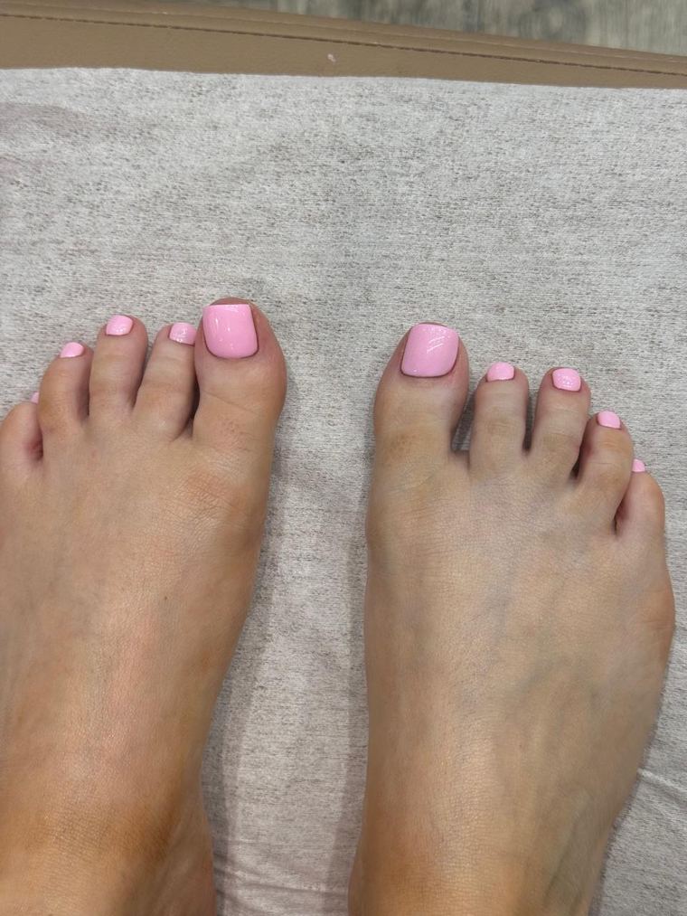 Pink gel pedicure